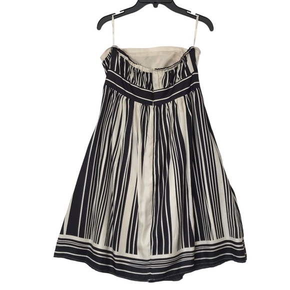 Anthropologie Corey Lynn Calter Dress Black Cream Striped Empire Waist Strapless - Picture 3 of 6